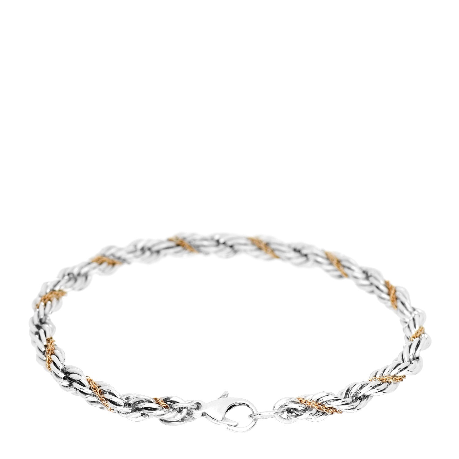 Tiffany Sterling Silver 18K Yellow Gold Rope Chain Bracelet 2 of 3
