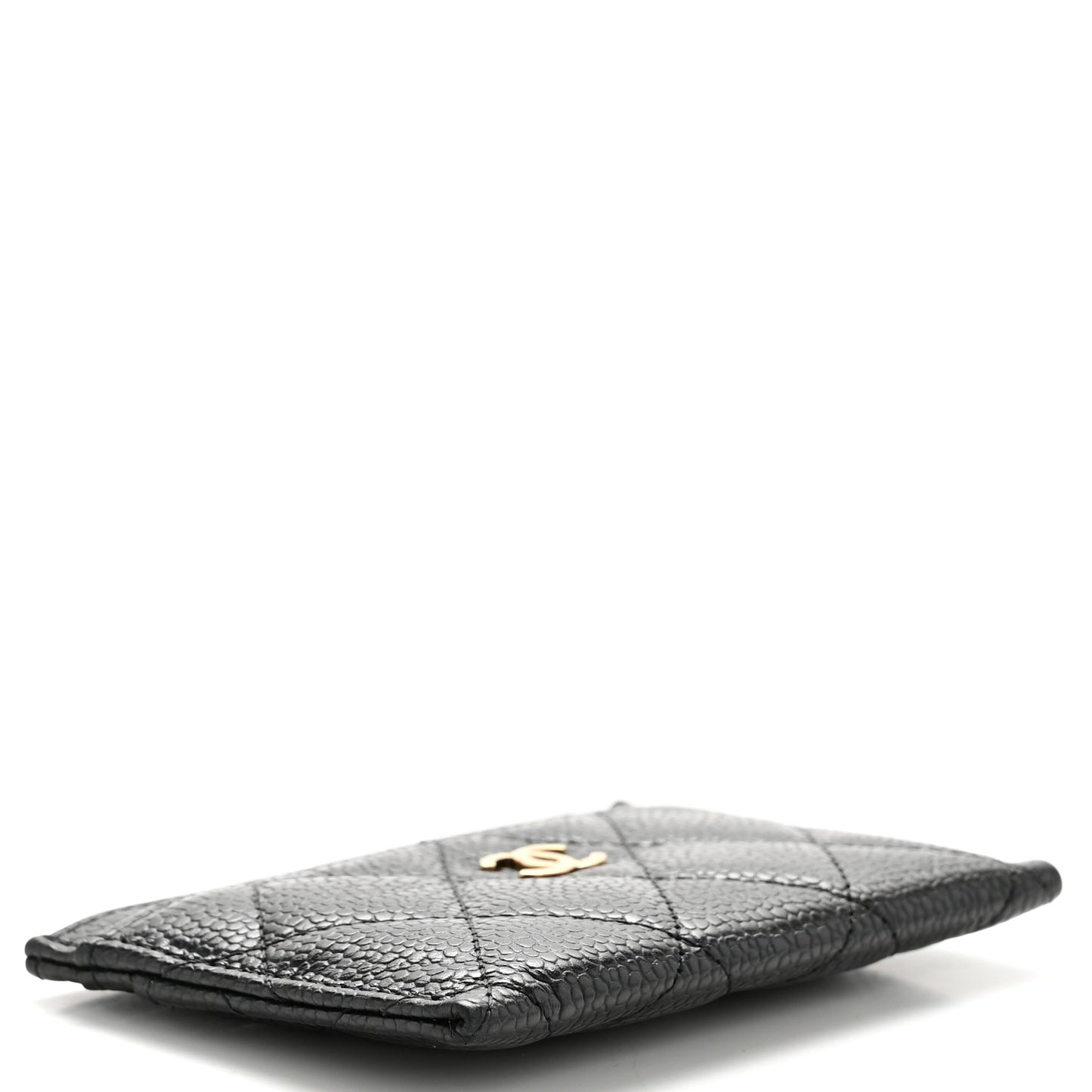 Caviar Quilted Card Holder Black