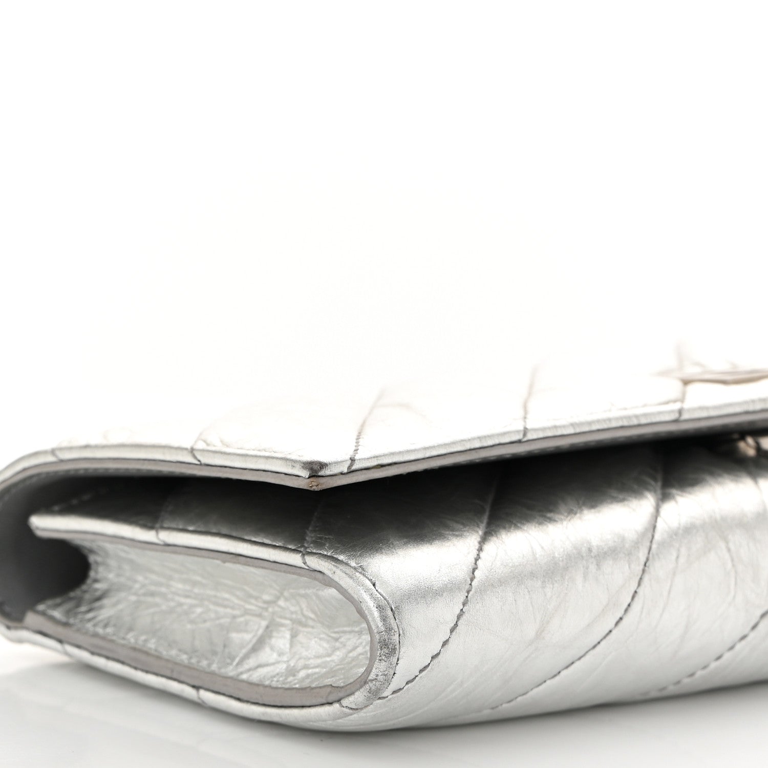 Balenciaga Metallic Calfskin Quilted Crush Wallet On Chain Silver 8 of 13