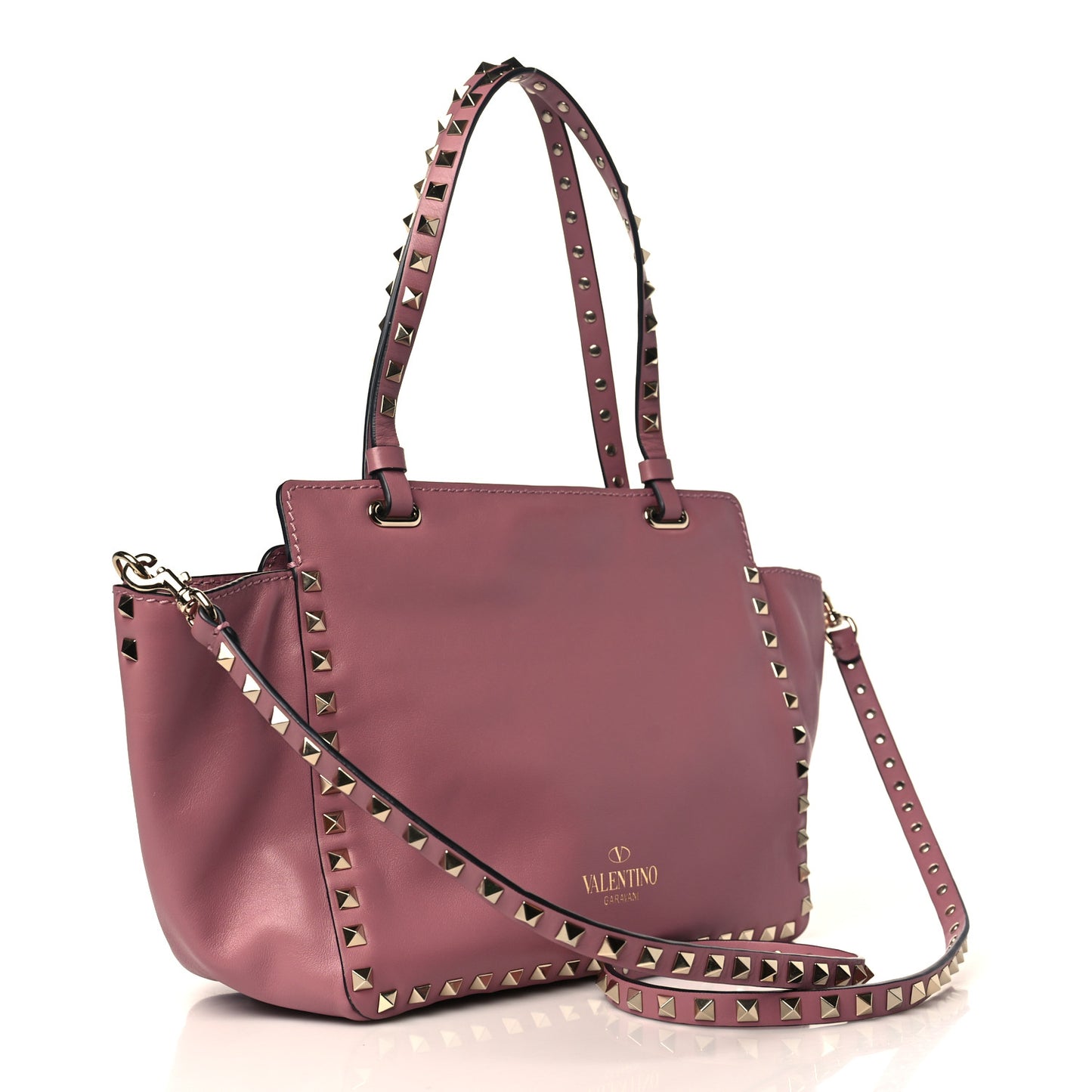 Vitello Small Rockstud Tote Antique Rose