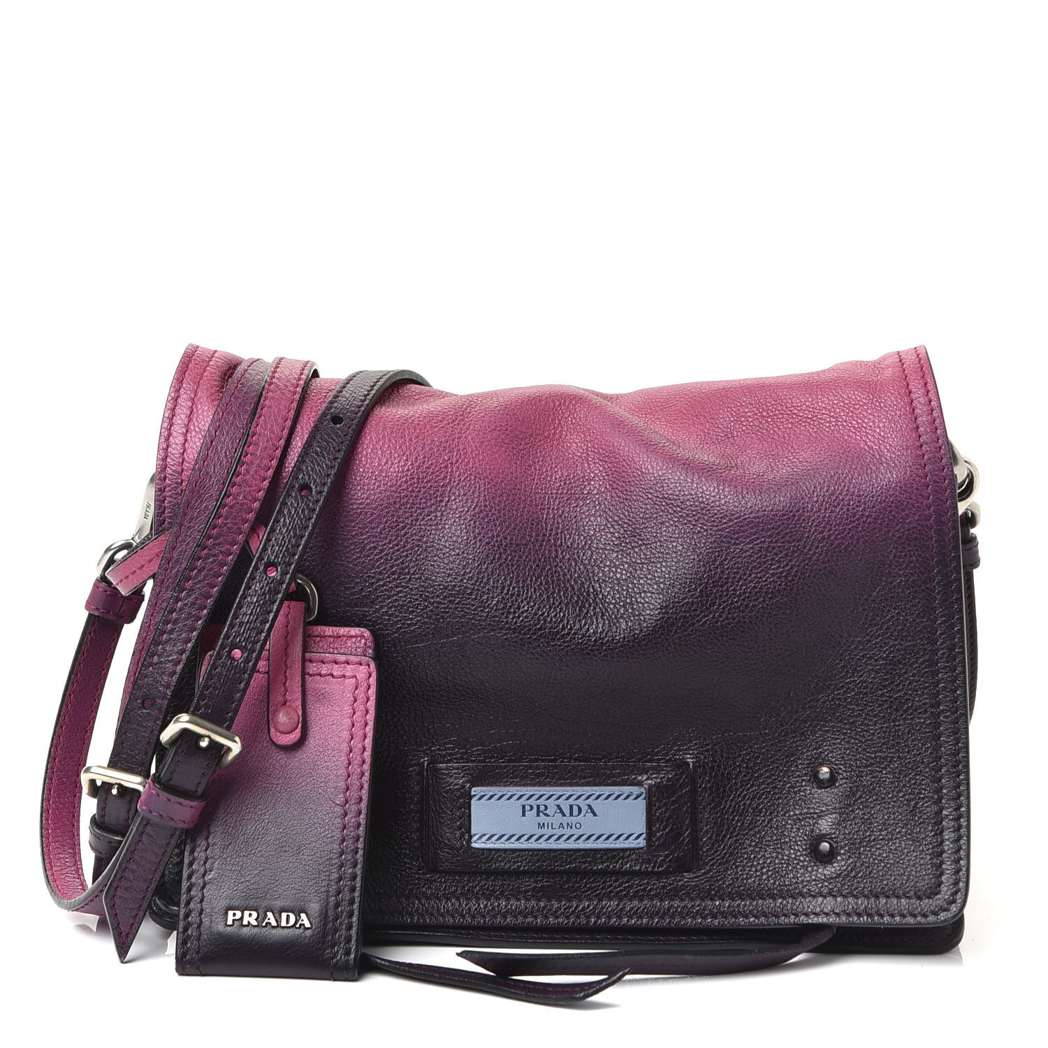 Prada Glace Calf Ombre Etiquette Flap Fuxia Astrale 1 of 10