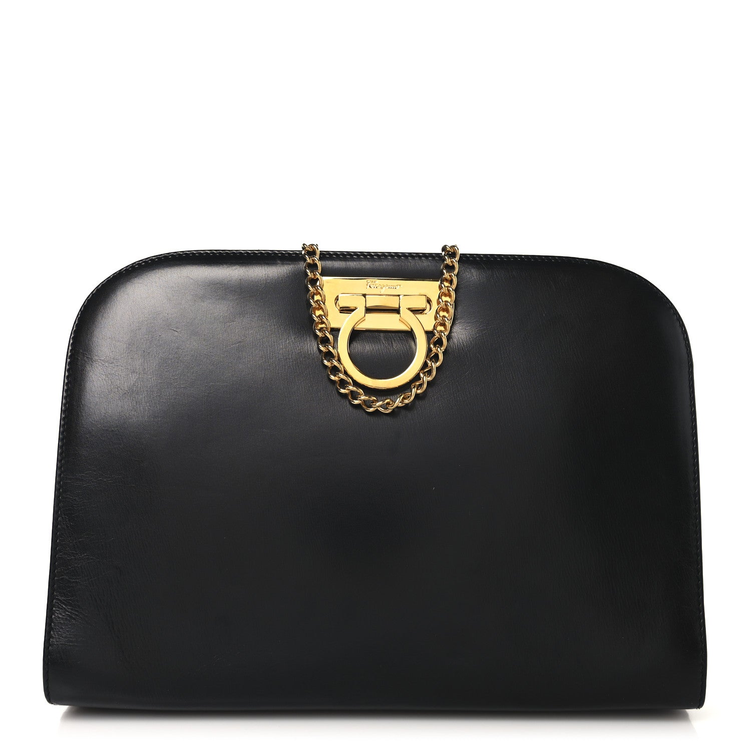 Salvatore Ferragamo Calfskin Diana Chain Shoulder Bag Black 1 of 10