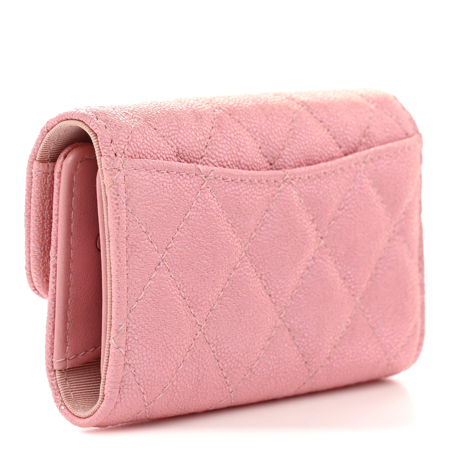 Chanel Iridescent Caviar Quilted Classic 4 Key Holder Wallet Pink 3 of 8
