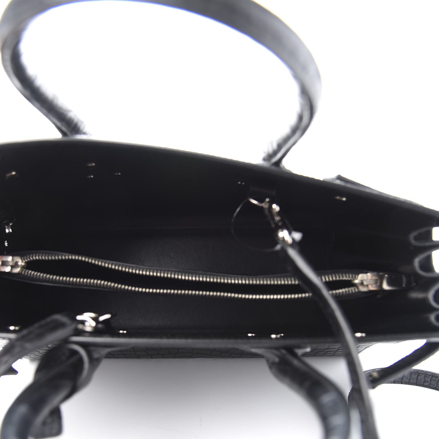 Calfskin Crocodile Embossed Small Sac de Jour Black