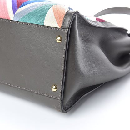 Fendi Calfskin Geometric Embroidered Large Peekaboo Iconic Satchel Grey 12 of 12