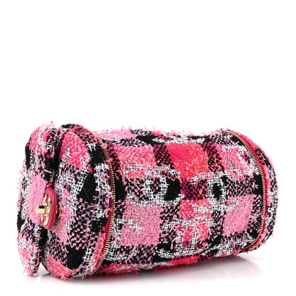 Chanel Tweed Convertible Bowler Flap Pink Black White Coral 6 of 14