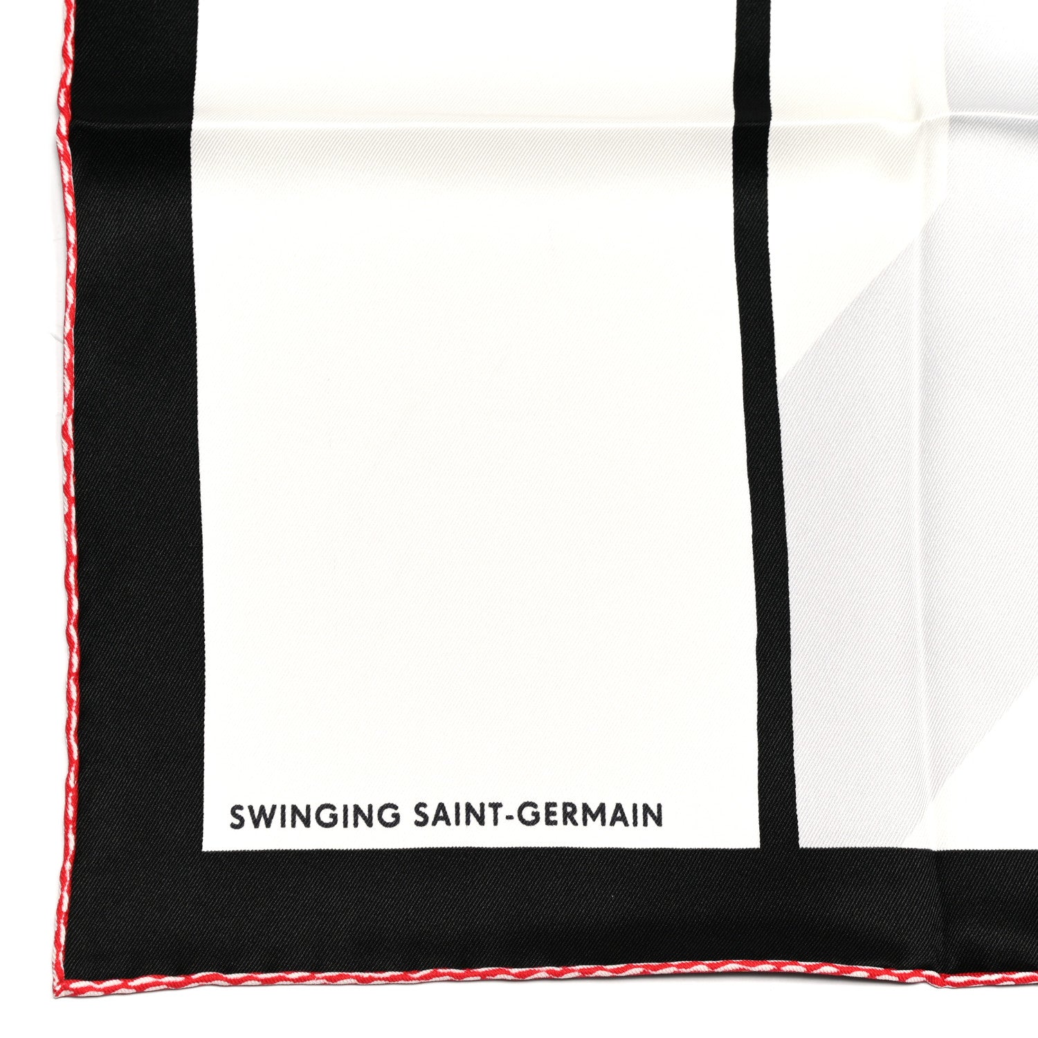 Hermes Silk Swinging Saint Germain Scarf 70 White Black Rouge 3 of 6