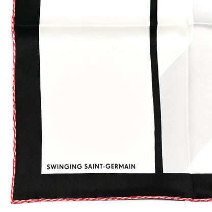 Hermes Silk Swinging Saint Germain Scarf 70 White Black Rouge 3 of 6