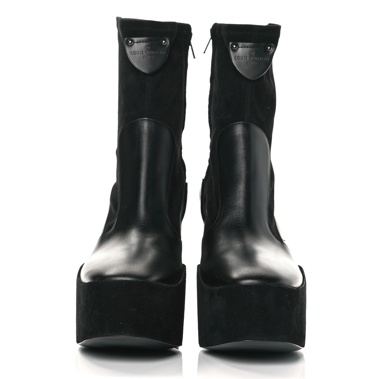 Louis Vuitton Suede Calfskin Monogram Podium Platform Ankle Boots 39 Black 2 of 6