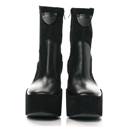 Louis Vuitton Suede Calfskin Monogram Podium Platform Ankle Boots 39 Black 2 of 6