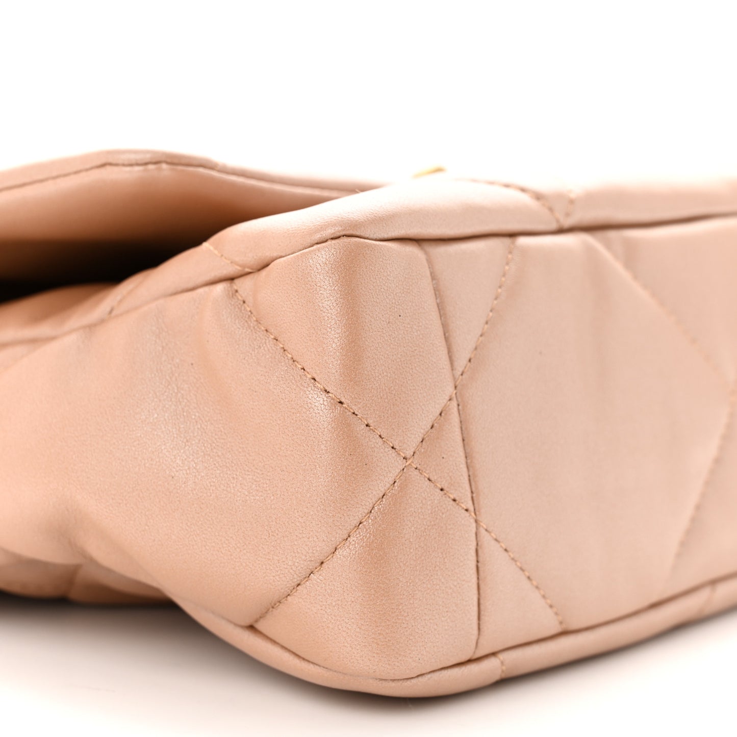 Shiny Lambskin Quilted Medium Chanel 19 Flap Beige