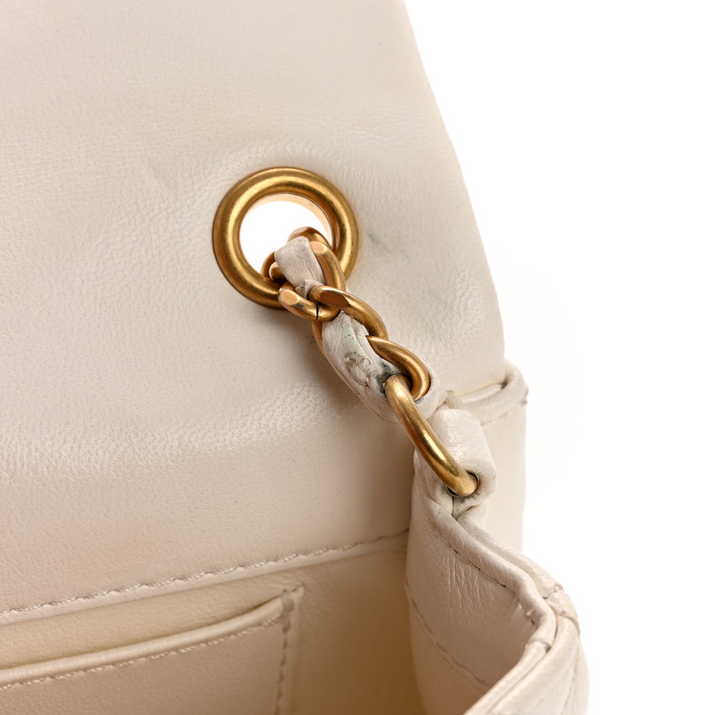 Lambskin Quilted Mini Heart Charms Flap White