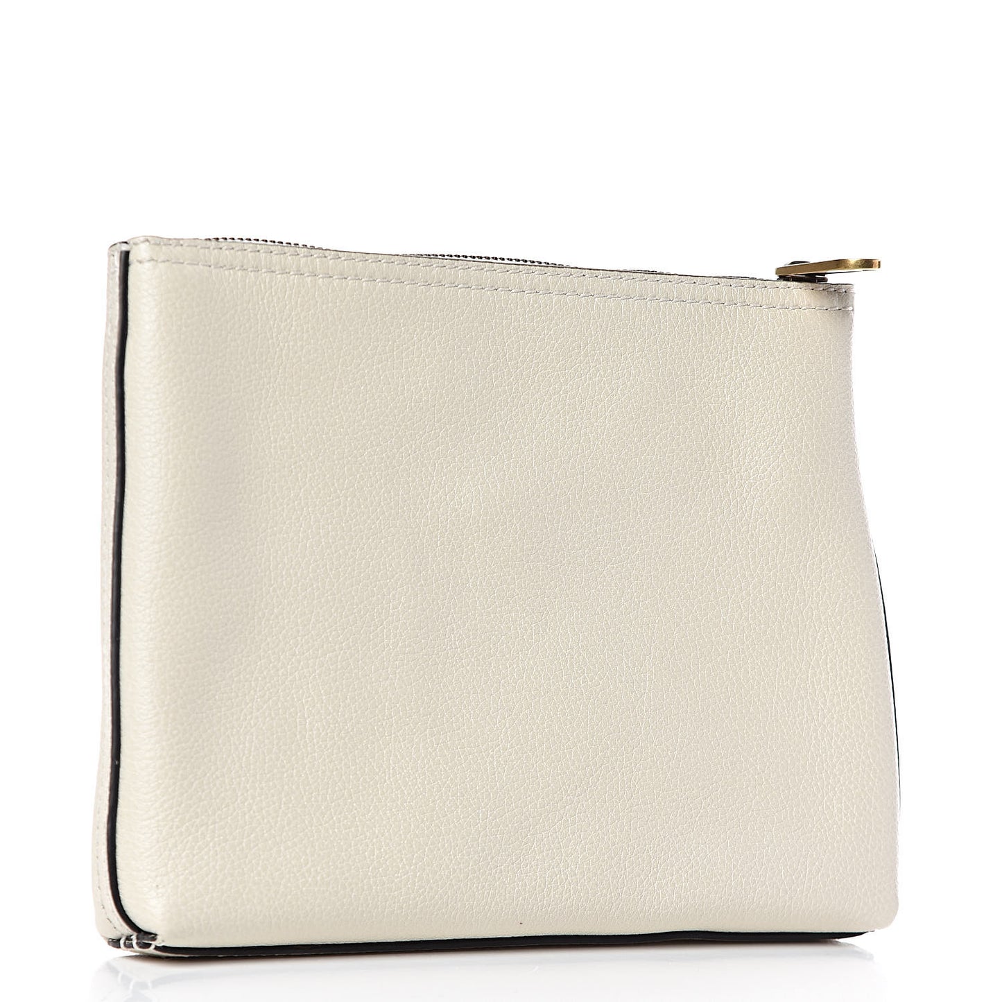 Pebbled Calfskin Medium Logo Portfolio Clutch White