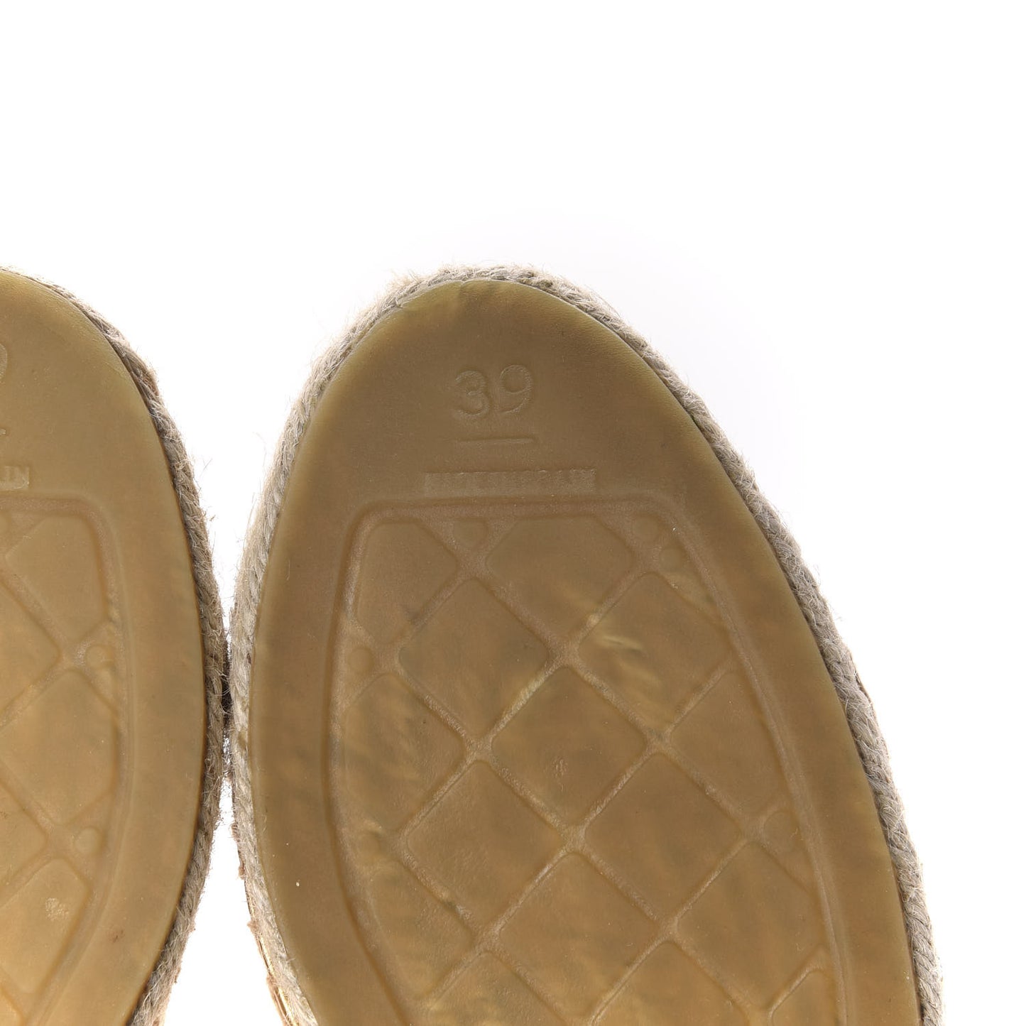 Laminated Lambskin Grosgrain CC Espadrilles 39 Gold Black