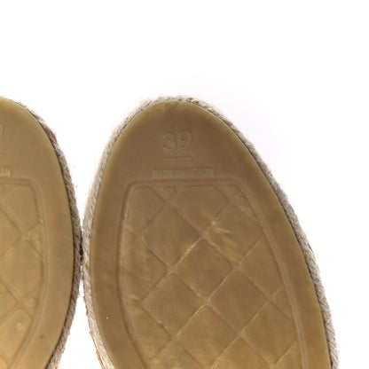 Chanel Laminated Lambskin Grosgrain CC Espadrilles 39 Gold Black 9 of 11