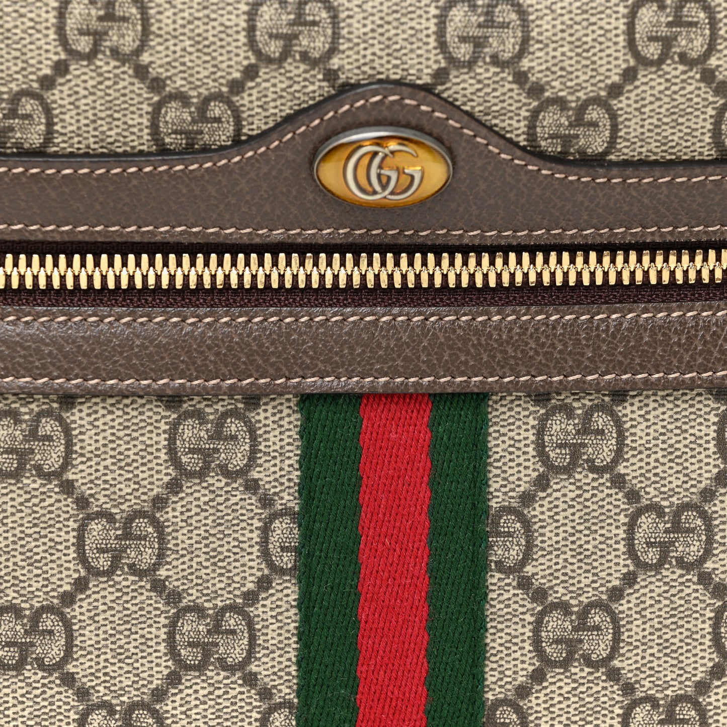 GG Supreme Monogram Web Small Ophidia Shoulder Bag Brown
