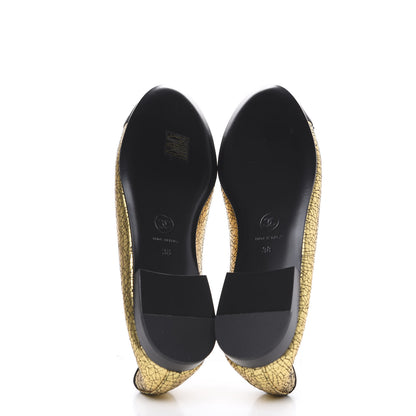 Chanel Metallic Calfskin Cap Toe CC Ballerina Flats 38 Gold 5 of 9