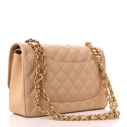 Chanel Caviar Quilted Jumbo Double Flap Beige 3 of 11