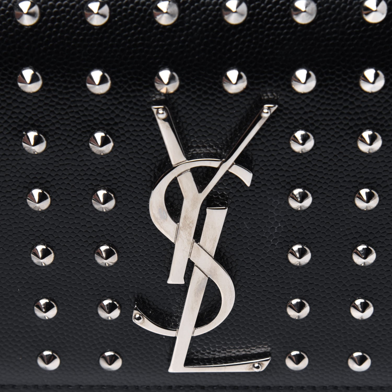 Saint Laurent Grain De Poudre Classic Monogram Studded Clutch Black 18 of 18