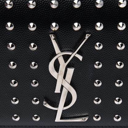 Saint Laurent Grain De Poudre Classic Monogram Studded Clutch Black 18 of 18