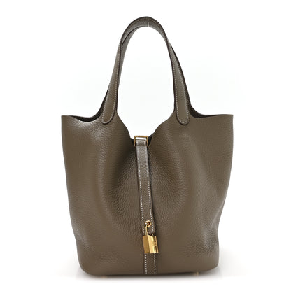Hermes Taurillon Clemence Picotin Lock 22 MM Etoupe 1 of 23