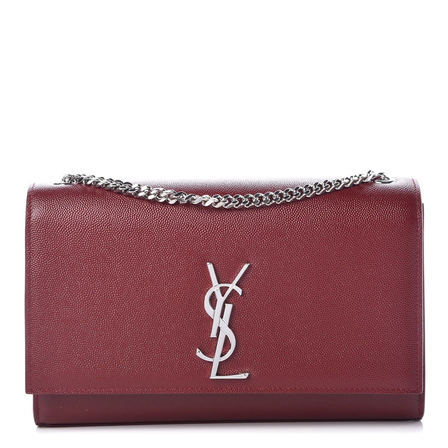 Saint Laurent Grain De Poudre Medium Monogram Kate Satchel Dark Red 1 of 6