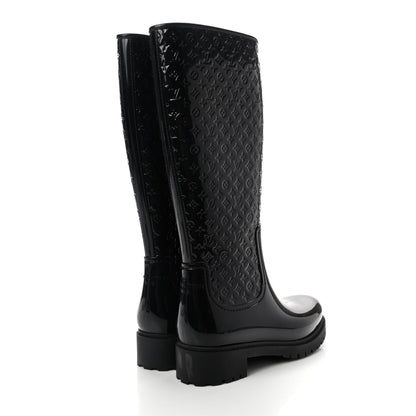 Louis Vuitton Rubber Embossed Monogram Splash Rain Boots 38 Black 4 of 6
