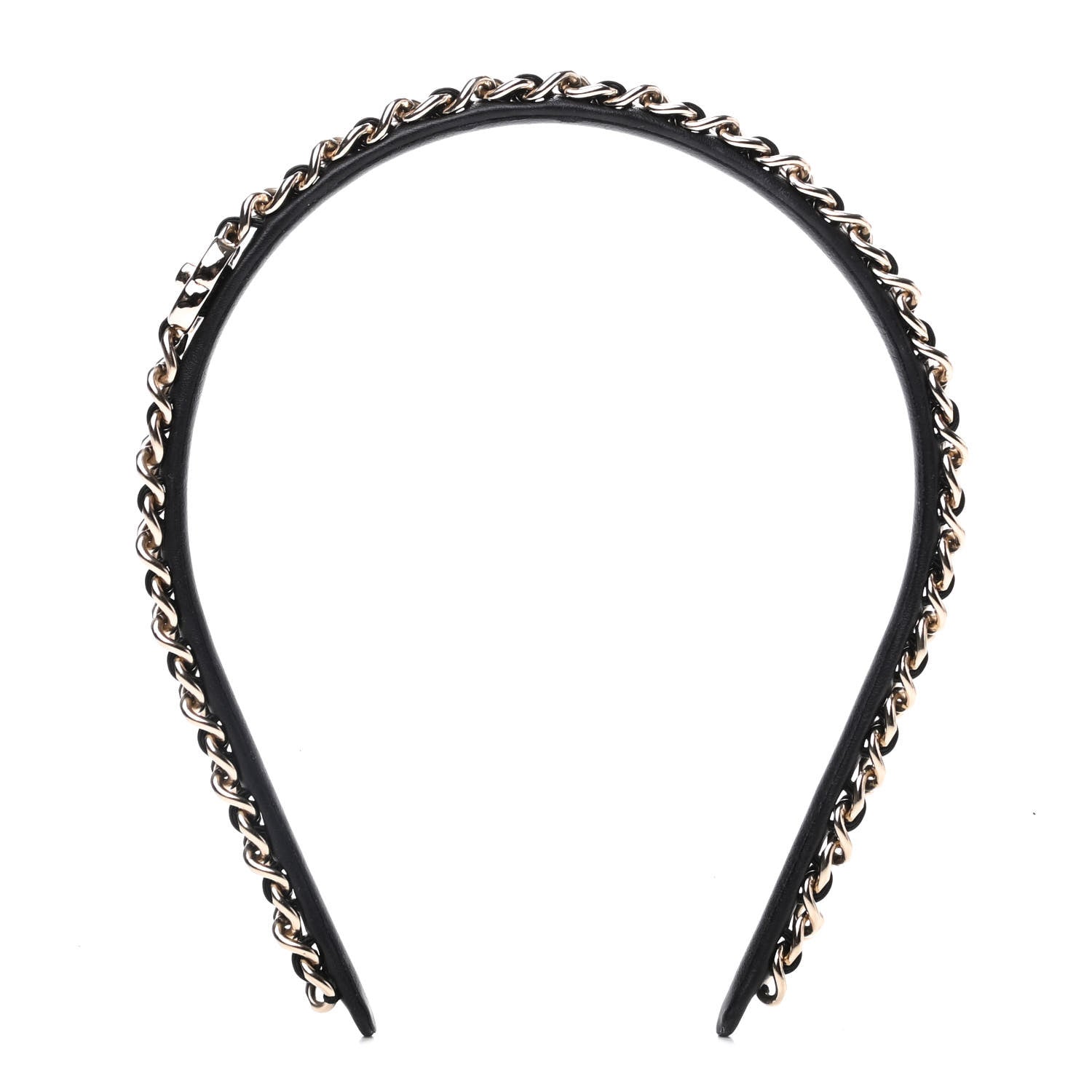 Chanel Metal Lambskin CC Turnlock Chain Headband Gold Black 1 of 6