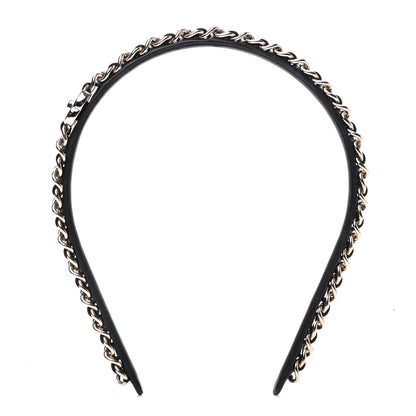 Chanel Metal Lambskin CC Turnlock Chain Headband Gold Black 1 of 6