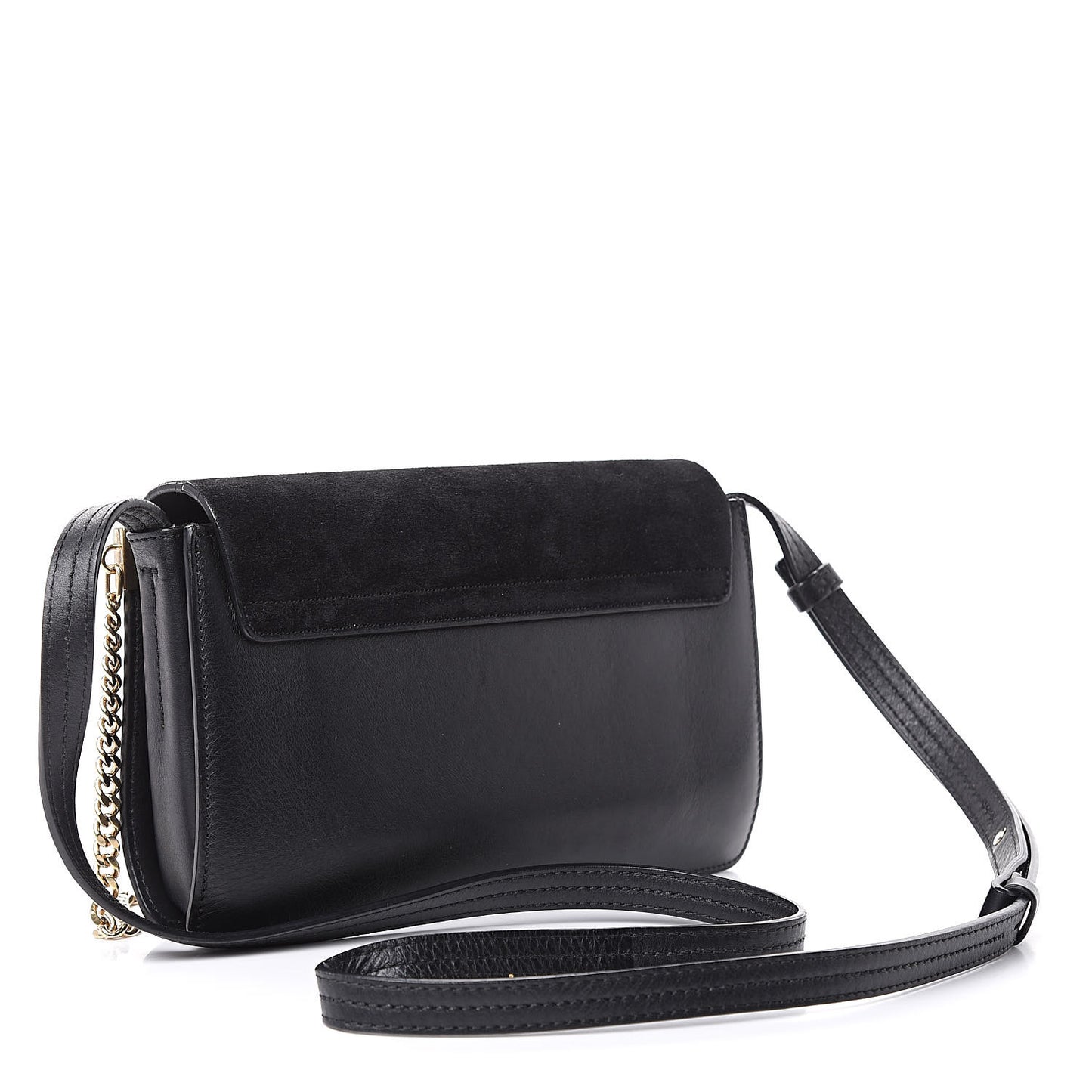 Suede Calfskin Small Faye Shoulder Bag Black
