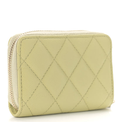 Chanel Caviar Quilted French New Wave Zip Coin Purse Light Green 3 of 7