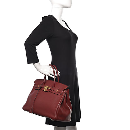 Hermes Taurillon Clemence Birkin 35 Rouge H 2 of 37