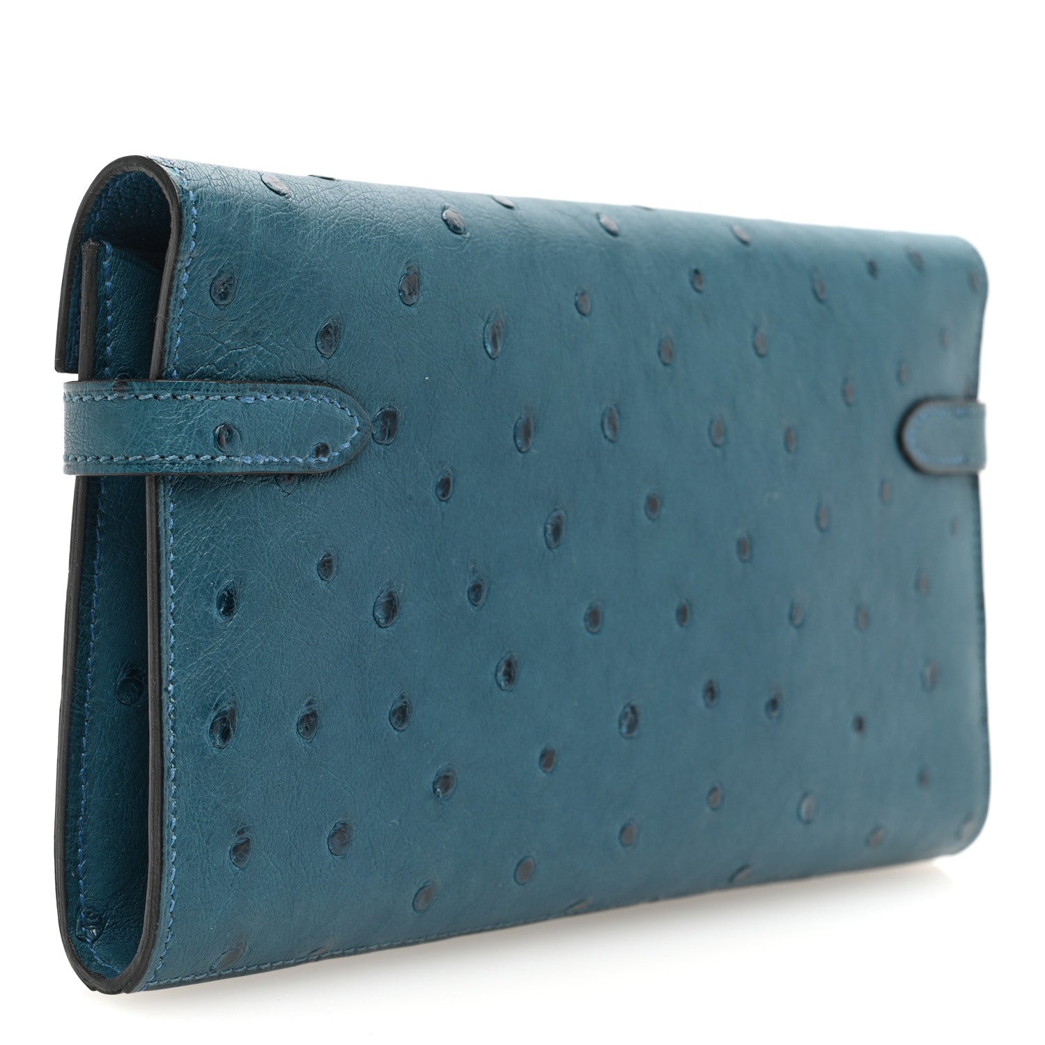 Hermes Ostrich Kelly Longue Wallet Cobalt 3 of 7