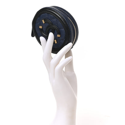 Chanel Caviar Quilted Filigree Zip Around Classic Coin Purse Navy Black 2 of 7