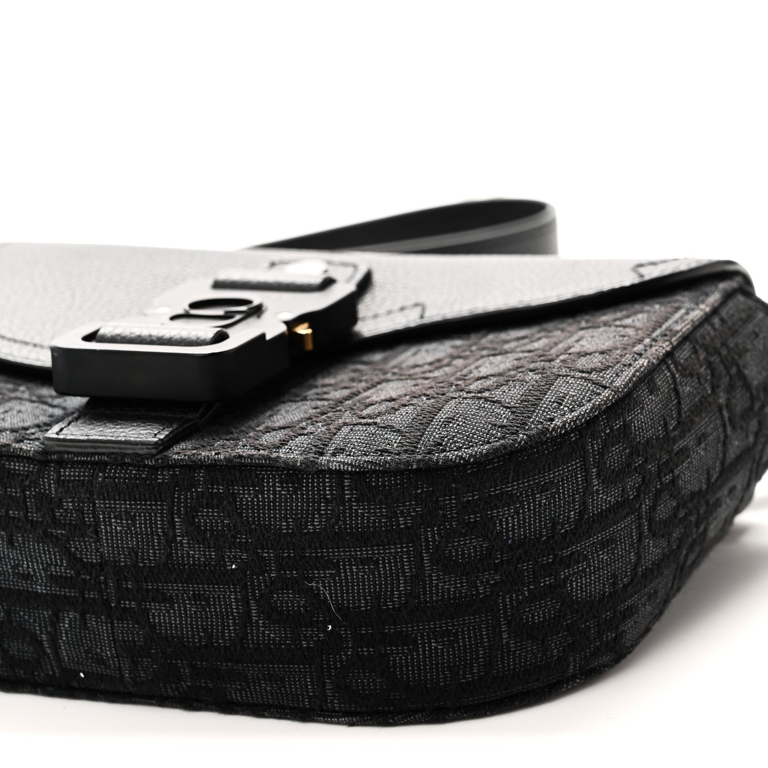 Christian Dior Oblique Jacquard Grained Calfskin Mini Saddle Messenger Bag With Flap Black 10 of 10
