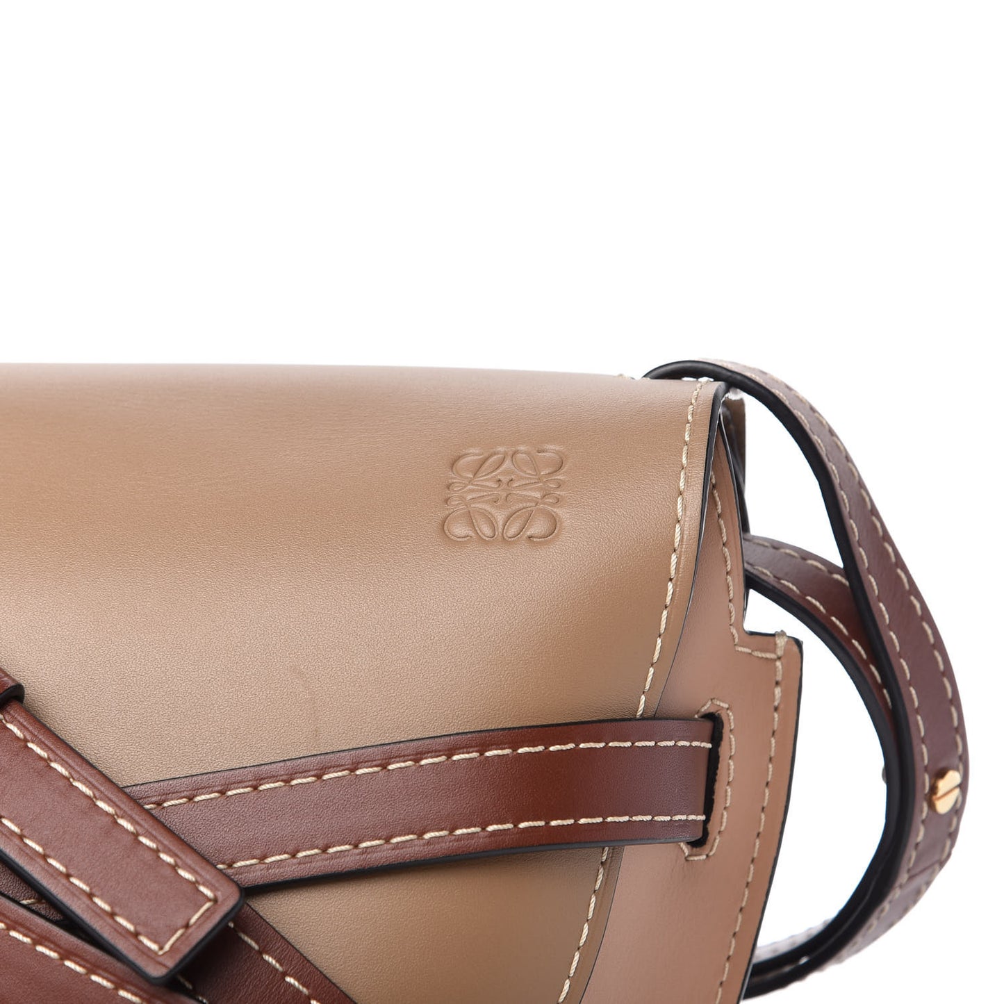 Calfskin Small Gate Crossbody Bag Taupe