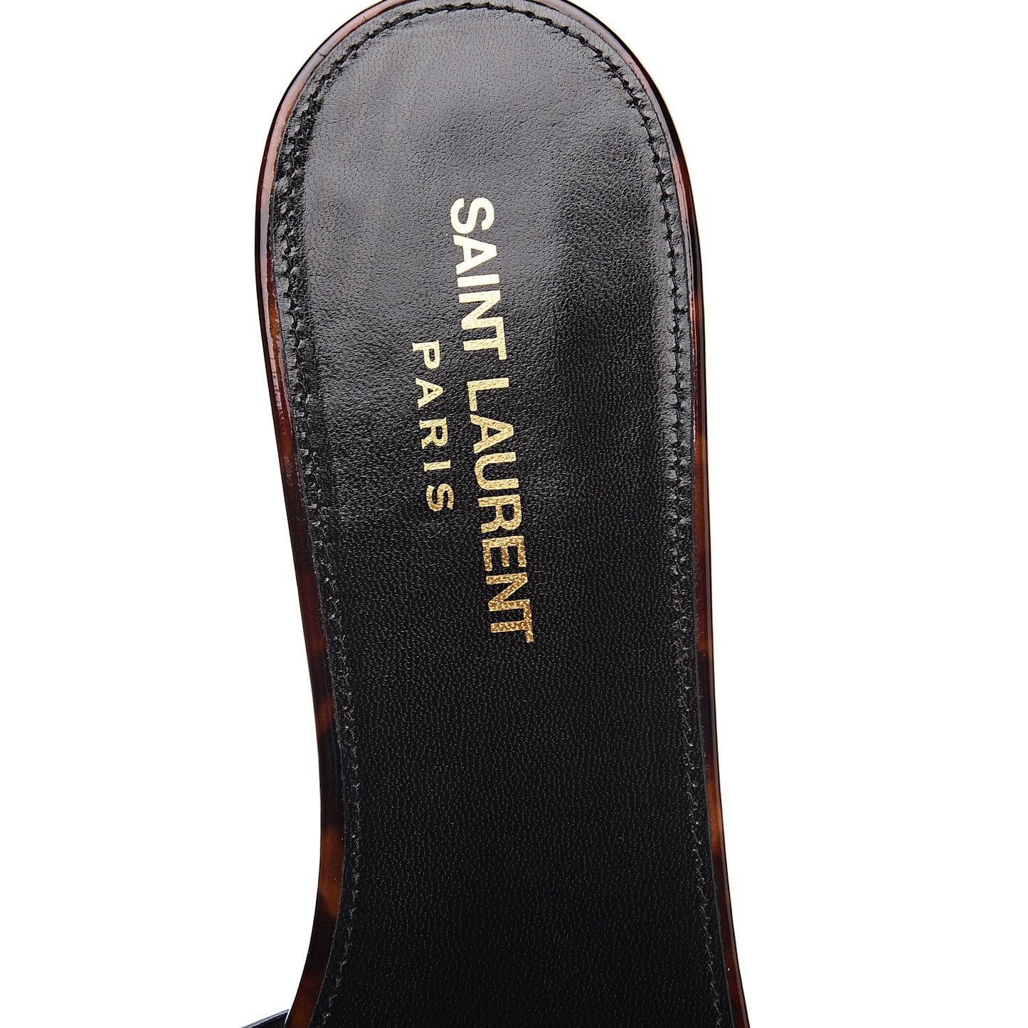 Patent Calfskin Nu Pied 05 Slide Sandals 40 Tortoise