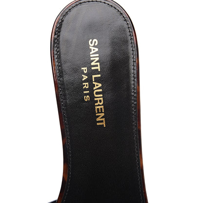 Saint Laurent Patent Calfskin Nu Pied 05 Slide Sandals 40 Tortoise 6 of 8