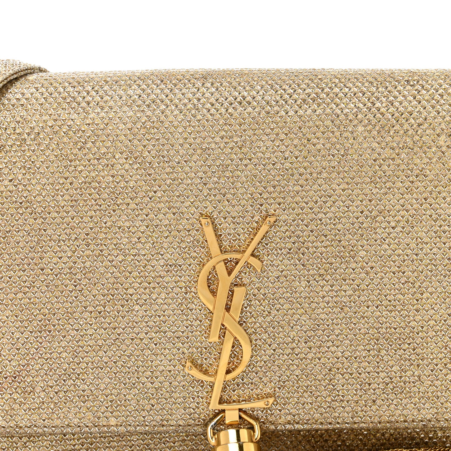 Metallic Canvas Woven Small Classic Monogram Kate Tassel Chain Wallet Gold