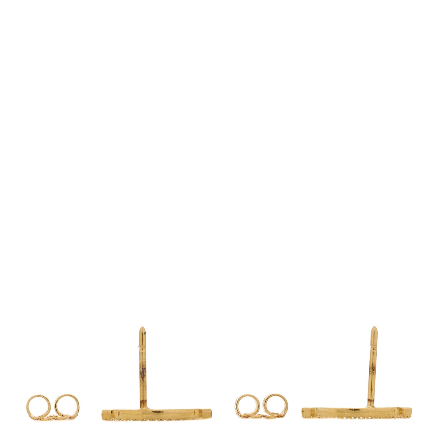 18K Yellow Gold Diamond T Smile Earrings