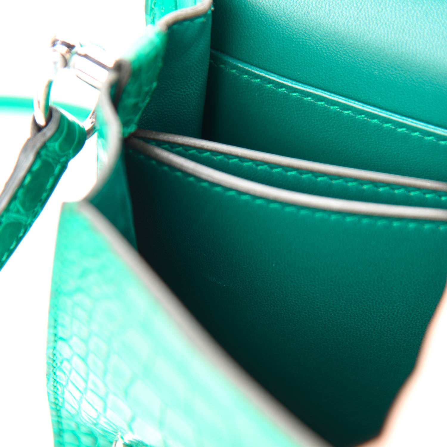 Hermes Matte Alligator Mini Sac Roulis Malachite 8 of 20