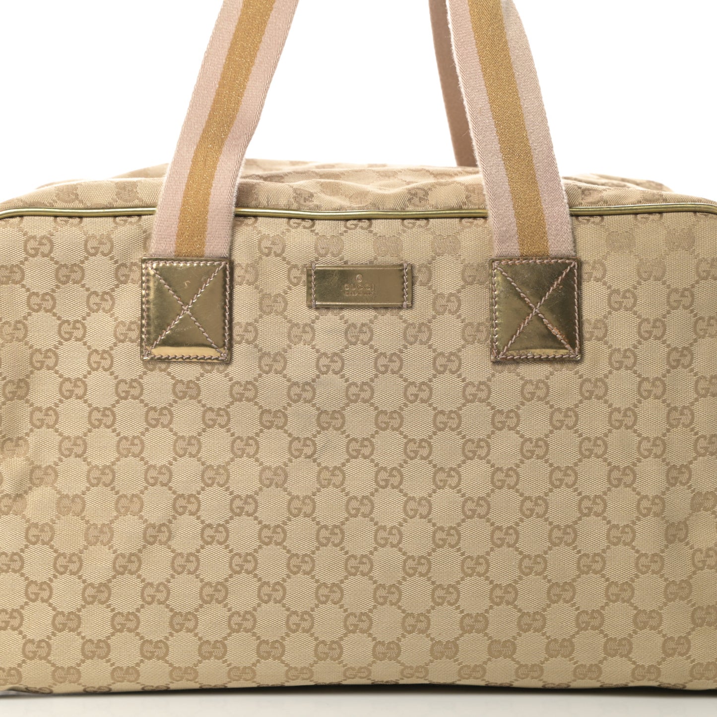 GG Monogram Web Medium Collapsible Carry On Duffle Beige Gold
