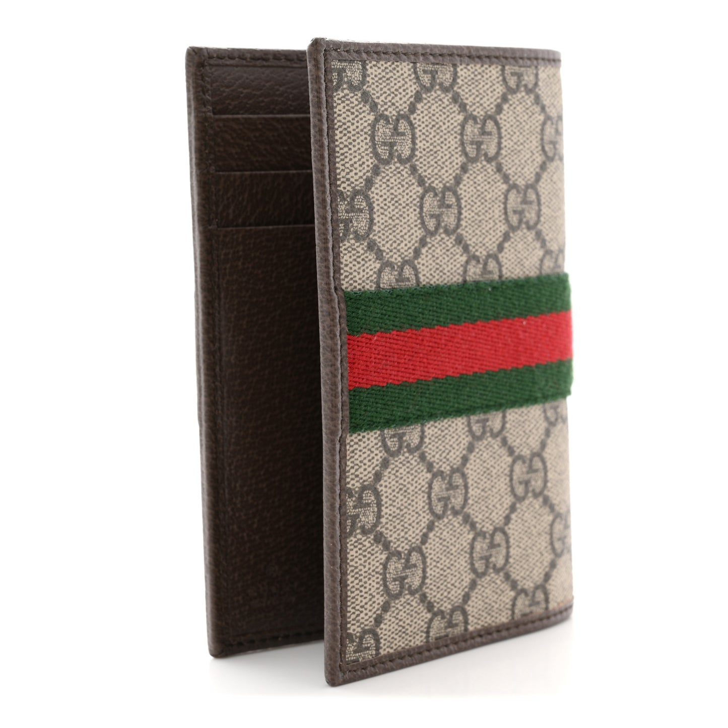 GG Supreme Monogram Web Passport Case Beige Brown