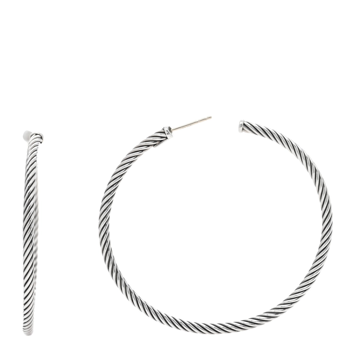 David Yurman Sterling Silver Large Cable Classics Hoop Earrings 1 of 4