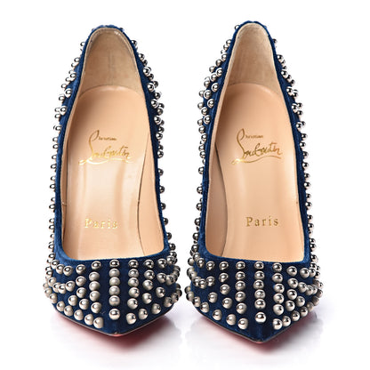 Christian Louboutin Velvet Specchio Billy 120 Spike Pumps 35 Silver Eclipse 2 of 10