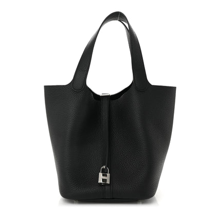 Hermes Taurillon Clemence Picotin Lock 22 MM Black 1 of 10