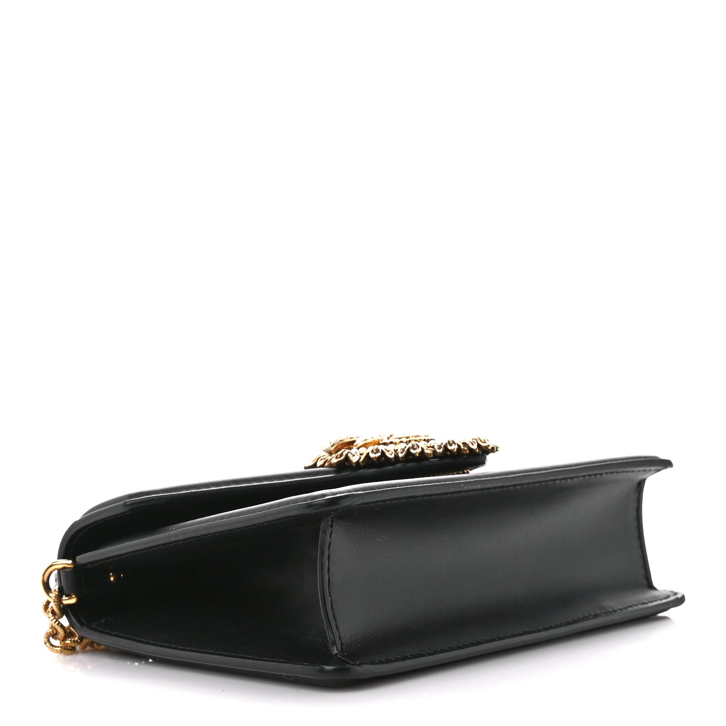Smooth Calfskin Small Devotion Envelope Top Handle Bag Black