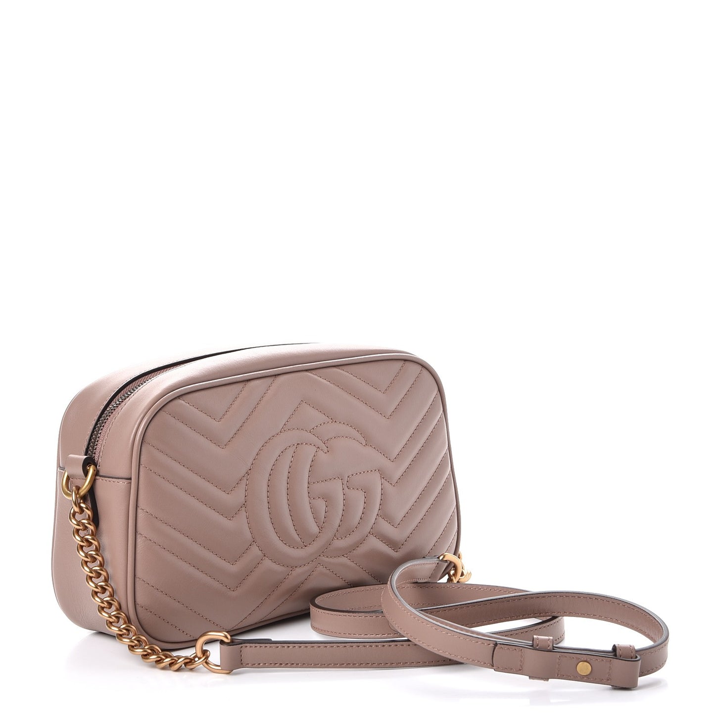 Calfskin Matelasse Small GG Marmont Chain Shoulder Bag Taupe