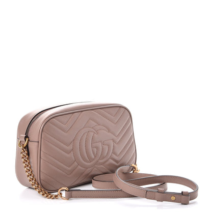 Gucci Calfskin Matelasse Small GG Marmont Chain Shoulder Bag Taupe 3 of 7