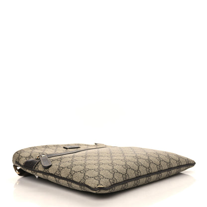Gucci GG Supreme Monogram Selleria Calfskin Small Flat Side Zip Messenger Bag Beige Ebony Cocoa Dark Chocolate 4 of 11